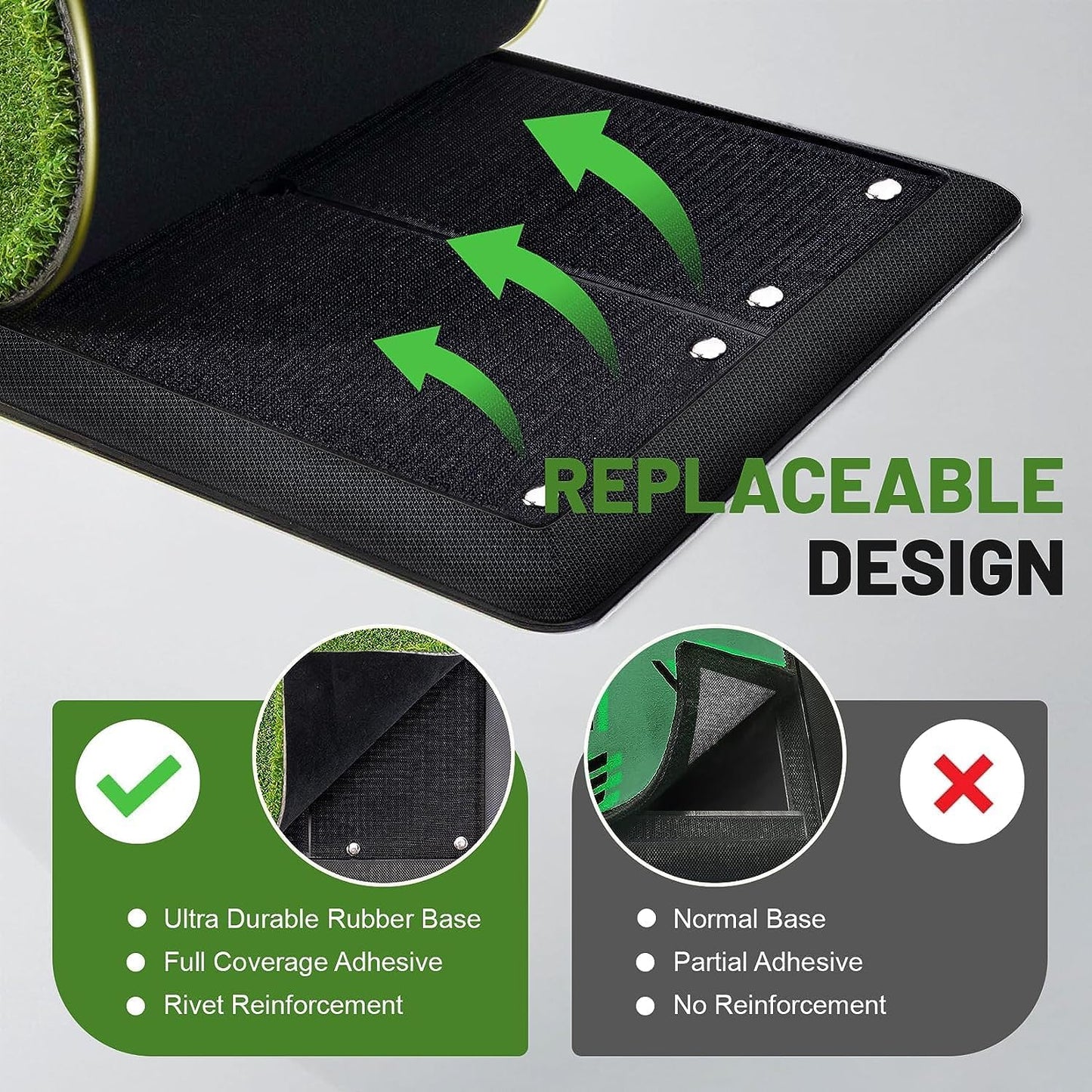 BAYINBULAK Replaceable Golf Hitting Mat Turf for Outdoor & Indoor Practice (16mm PRO Version)