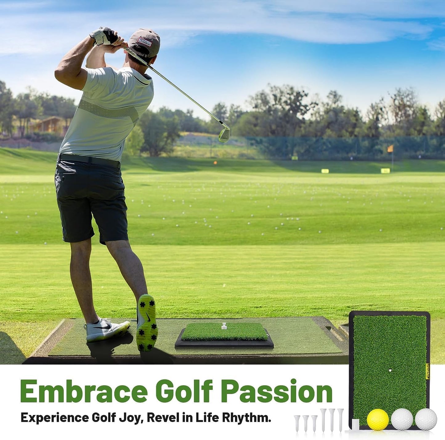 BAYINBULAK Replaceable Golf Hitting Mat Turf for Outdoor & Indoor Practice (16mm PRO Version)