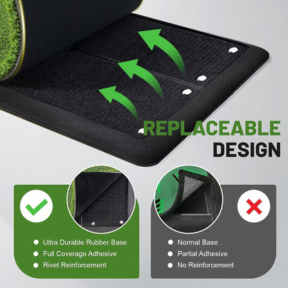 BAYINBULAK Replaceable Golf Hitting Mat Turf for Outdoor & Indoor Practice (‎16mm PRO Version)