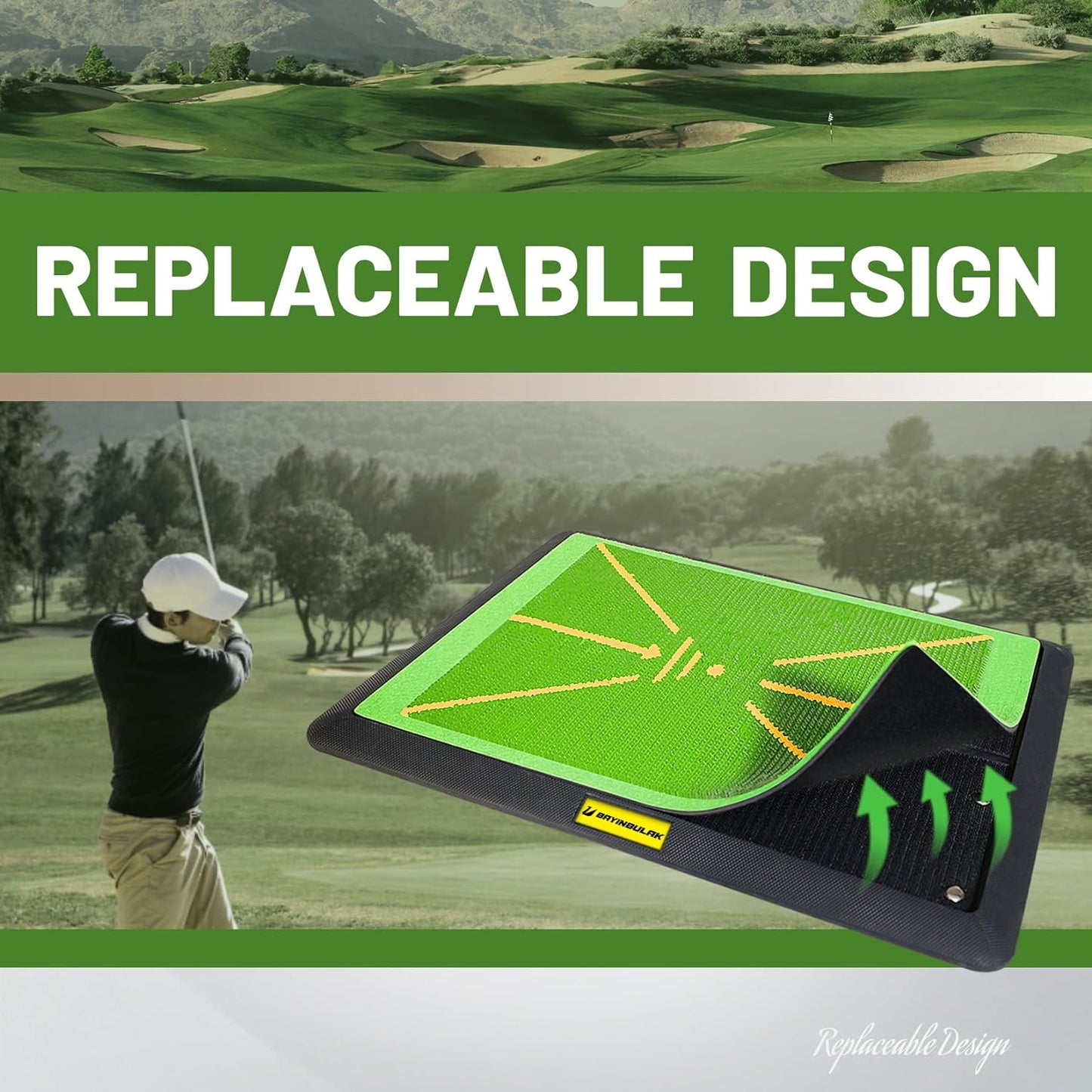 Golf Swing Mat Replaceable Hitting Practice Mats Outdoor & Indoor Trainer