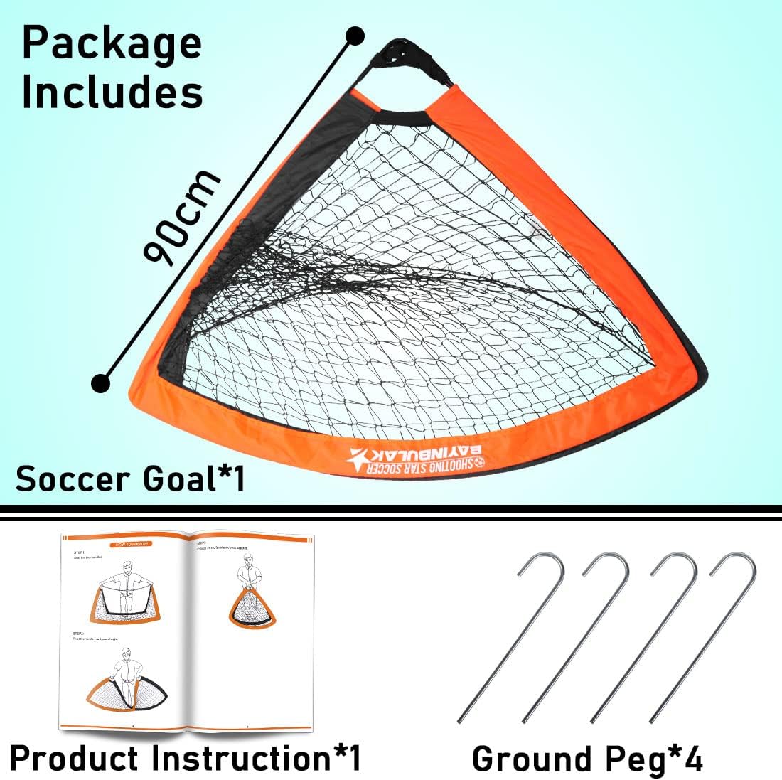 Portable Soccer Goal, Soccer Net for Kids Backyard Training 4'x3', 1 Pack (Orange)