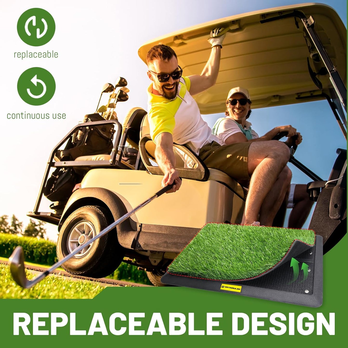 BAYINBULAK Golf Hitting Mat | Replaceable Turf Golf Mats Outdoor & Indoor Practice