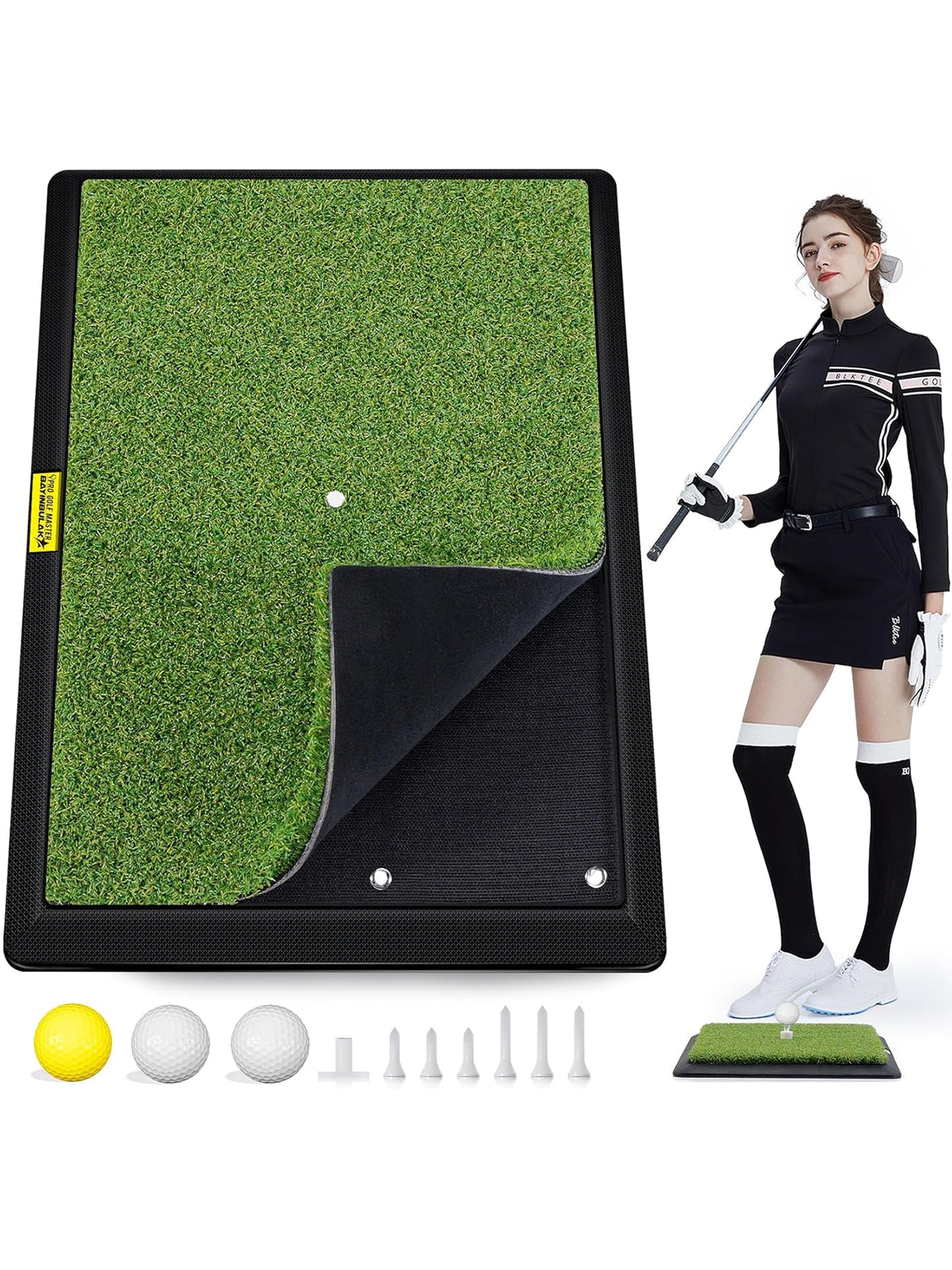 BAYINBULAK Replaceable Golf Hitting Mat Turf for Outdoor & Indoor Practice (‎16mm PRO Version)