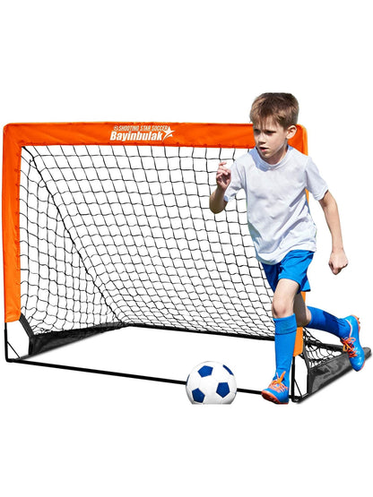 Portable Soccer Goal, Soccer Net for Kids Backyard Training 4'x3', 1 Pack (Orange)