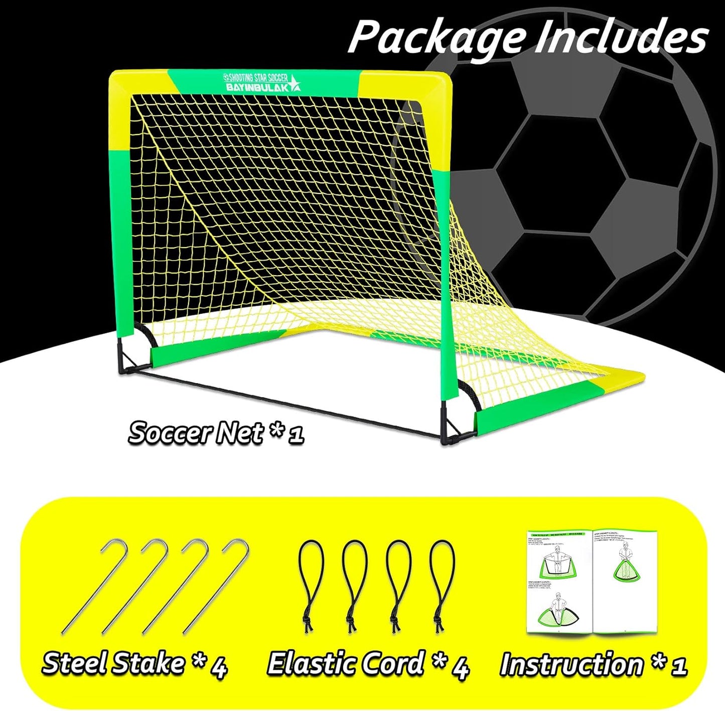 Soccer Goal Portable Soccer Net for Kids Backyard 3'x2.2', 1 Pack